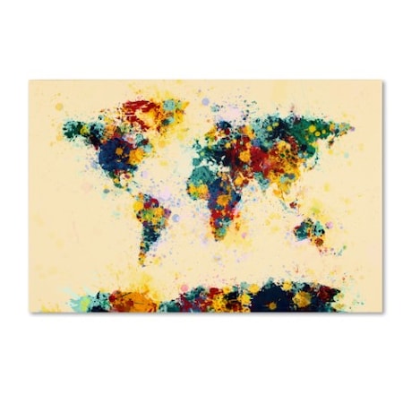 Michael Tompsett 'World Map Paint Splashes' Canvas Art,22x32
